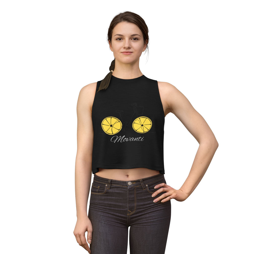 Crop Top — Movanti Lemon Bicycle Graphic Women's Cropped Tank