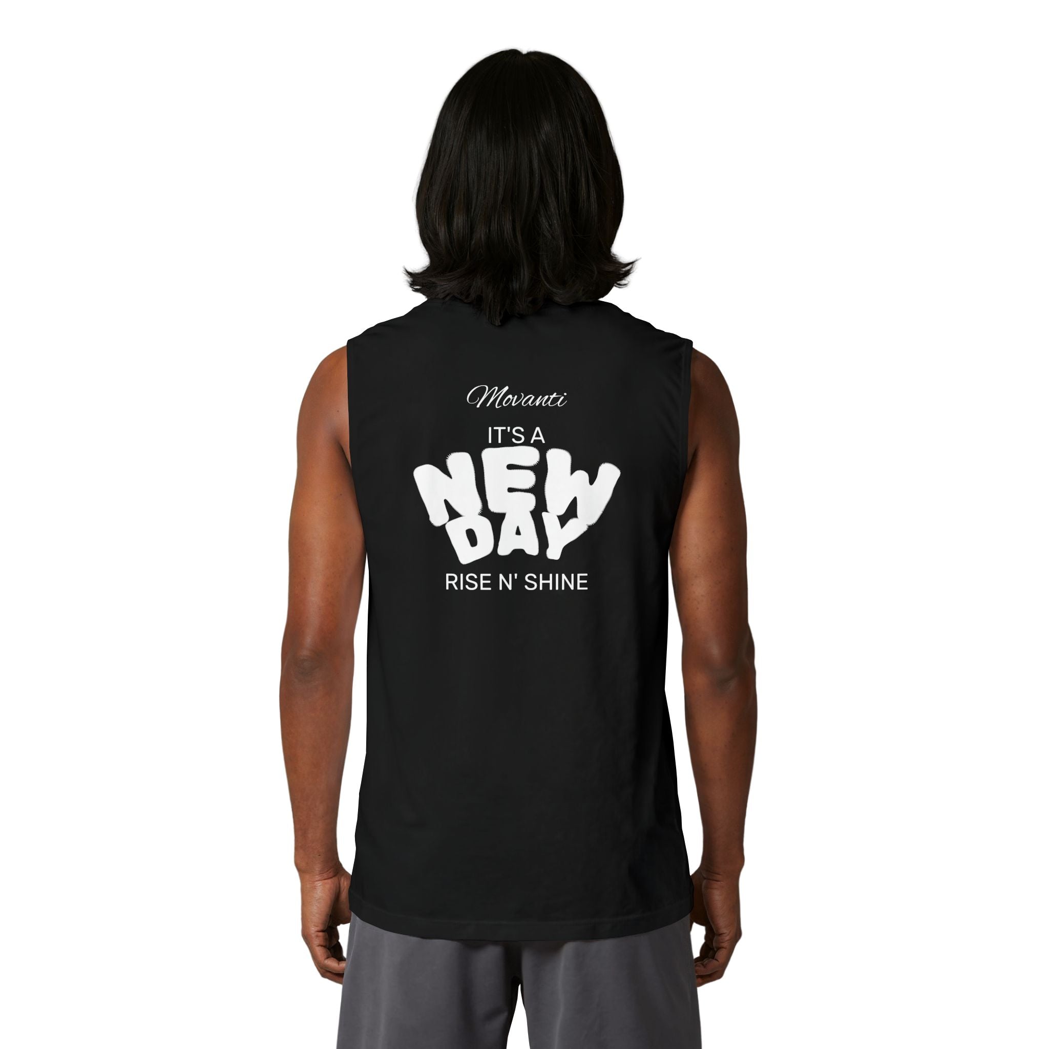 Movanti Lemon Bike Muscle Tank — "It's a New Day, Rise N' Shine" Sleeveless Tee