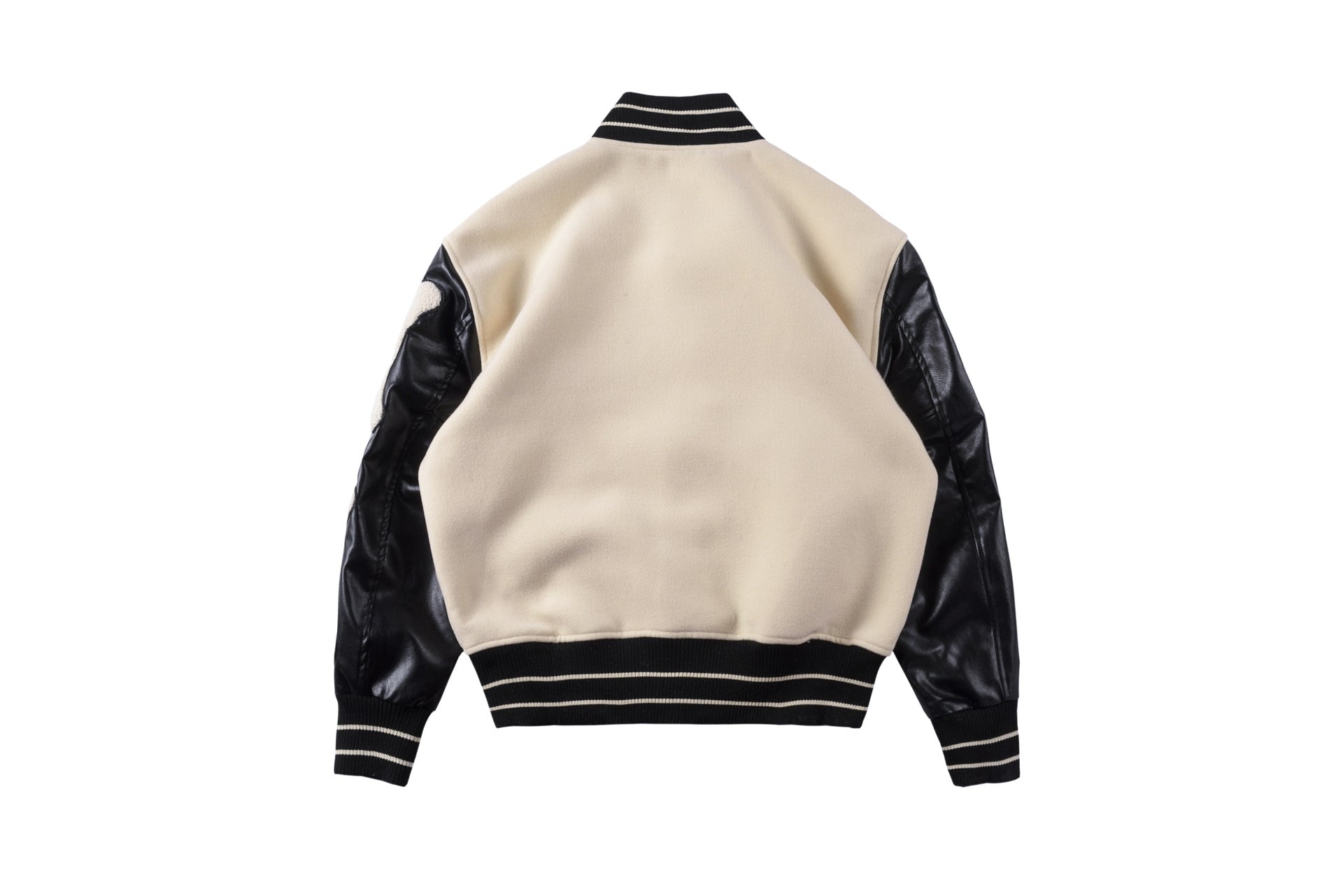 Foreign Trade Autumn And Winter Bone Stitching Leather Sleeve Street Retro Men And Women Woolen Baseball Uniform Jacket Vibe Wind Jacket