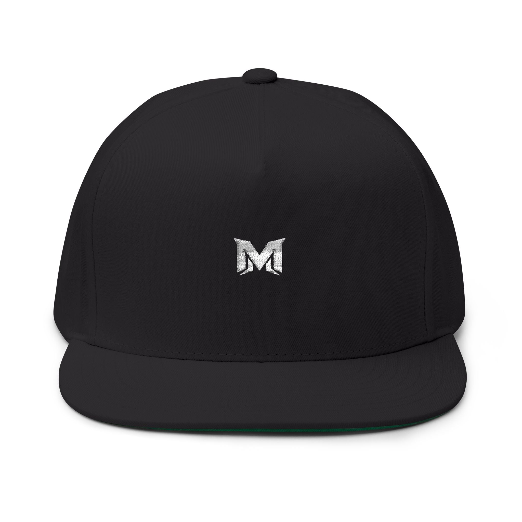 Movanti Embroidered 'M' Flat Bill Cap — Minimal Logo Snapback