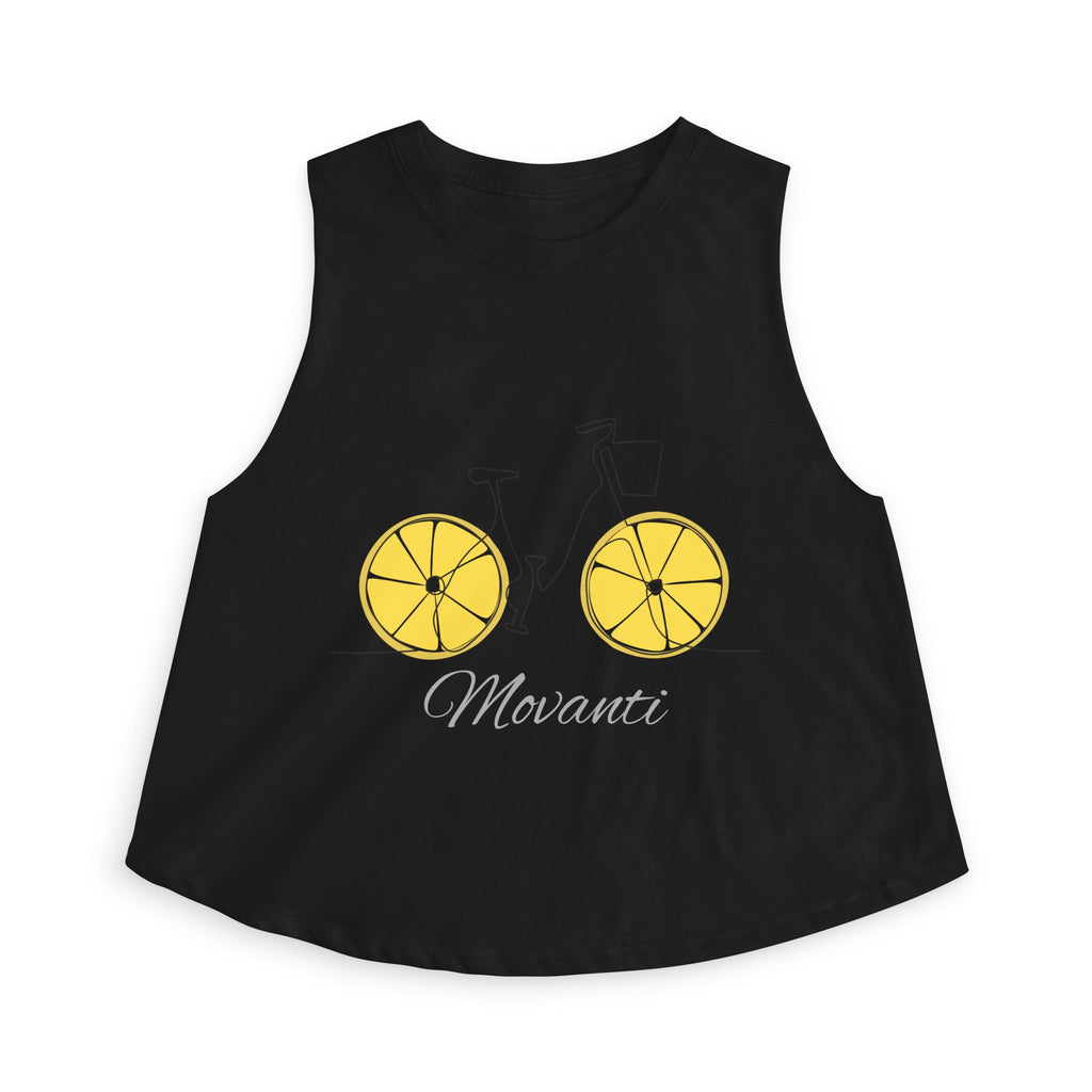 Crop Top — Movanti Lemon Bicycle Graphic Women's Cropped Tank