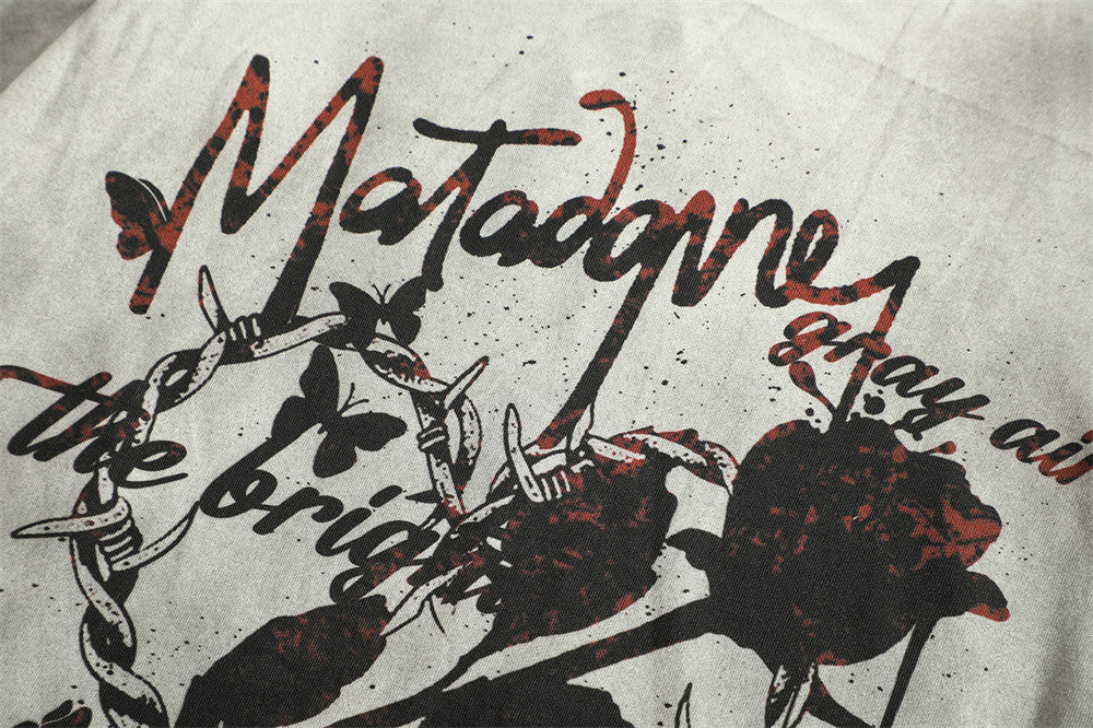 Fashion Personality Rose Dirty Loose Top Men