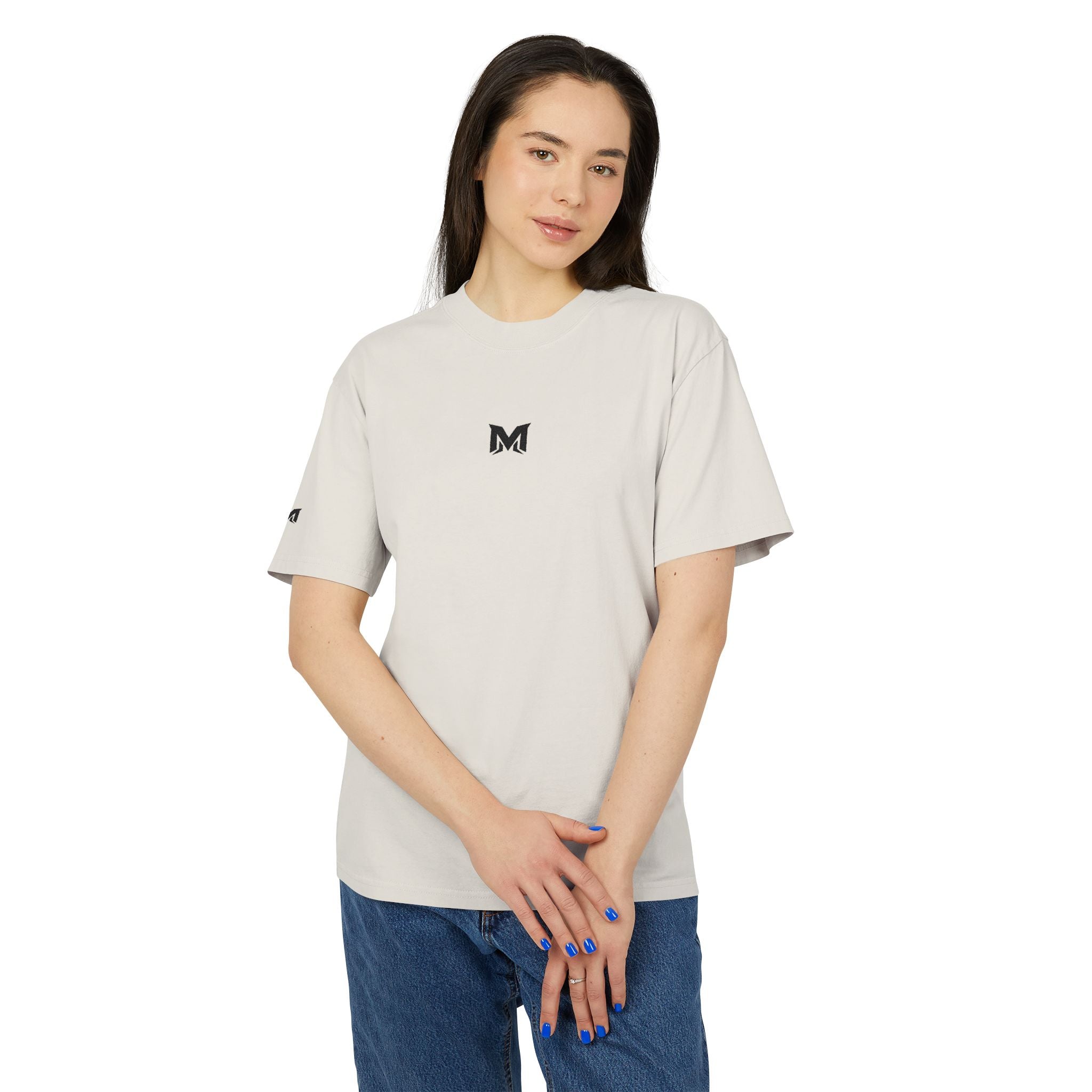 Vintage Minimalist 'M' Logo Tee — Faded Cream Graphic T-Shirt