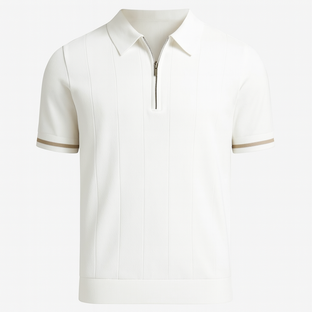 Fashion Short-sleeved Polo Shirt Summer Lapel Zipper T-shirt Tops Mens Clothing