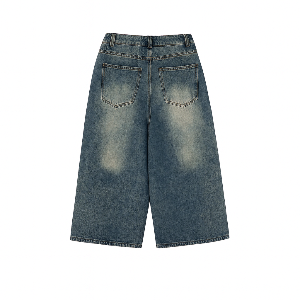 Bat Buckle Design Cropped Jeans For Men