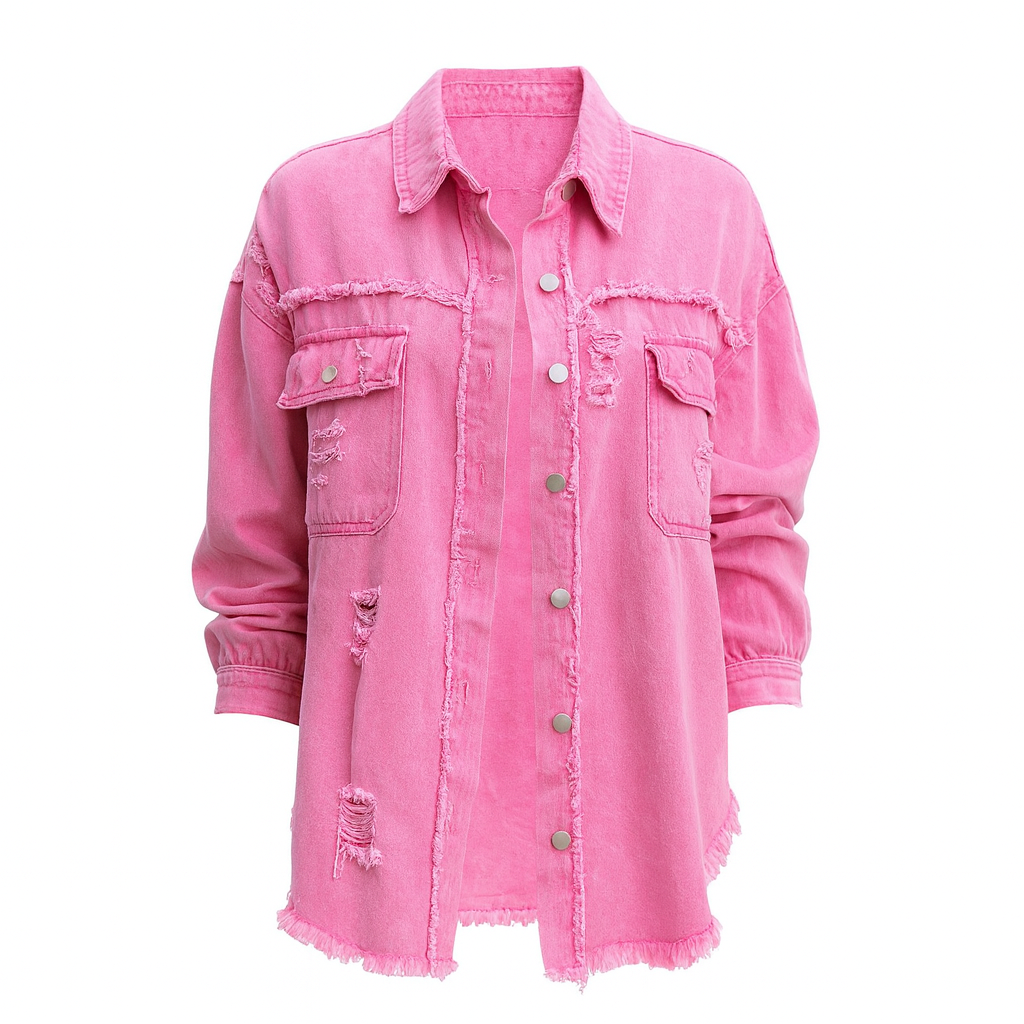 Fashion Ripped Shirt Jacket Female Autumn And Spring Casual Tops Womens Clothing