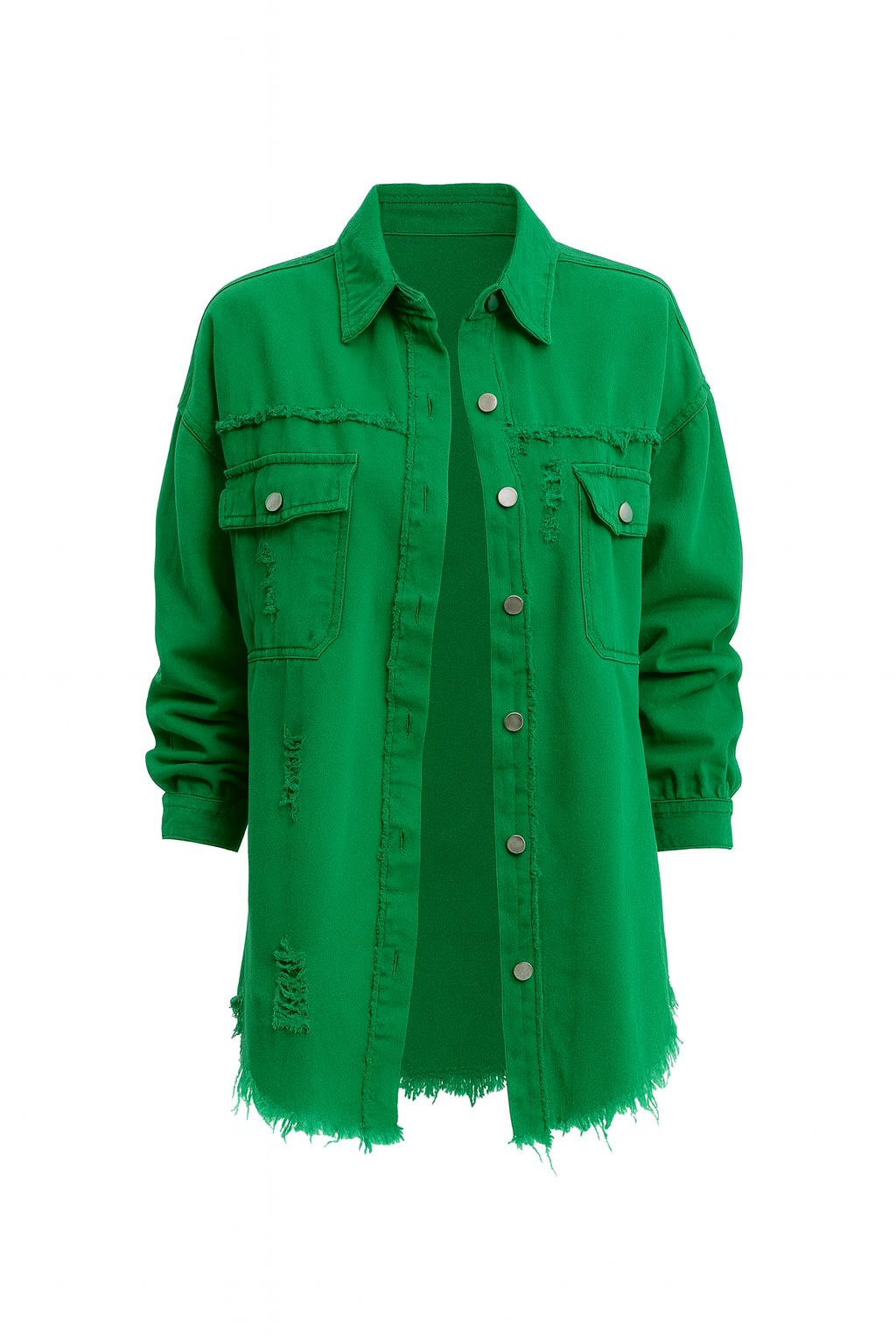 Fashion Ripped Shirt Jacket Female Autumn And Spring Casual Tops Womens Clothing