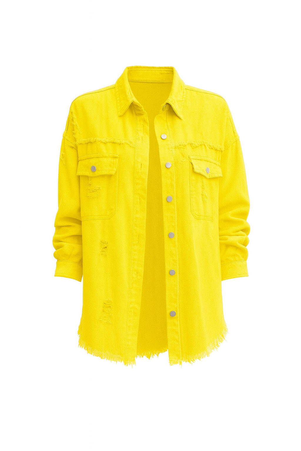 Fashion Ripped Shirt Jacket Female Autumn And Spring Casual Tops Womens Clothing