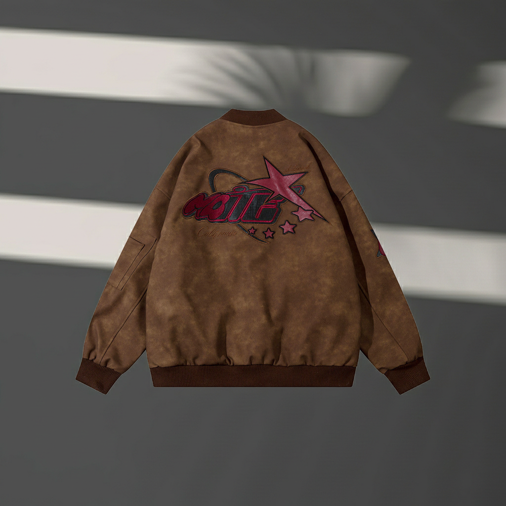 American Street Letters Embroidered PU Leather Jacket Men Fashion Brands Motorcycle Clothing