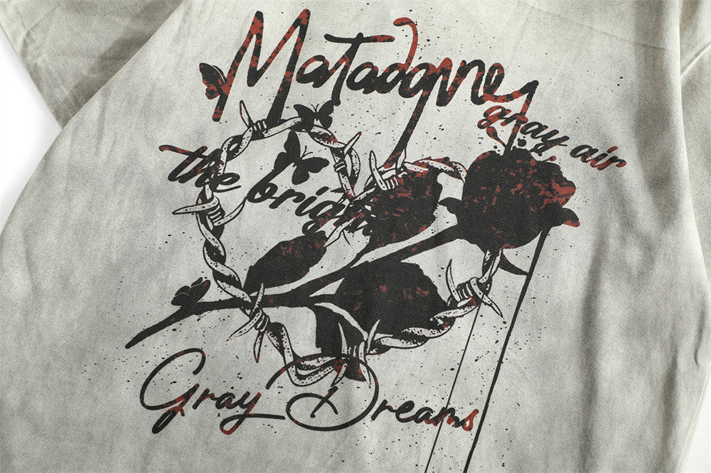 Fashion Personality Rose Dirty Loose Top Men