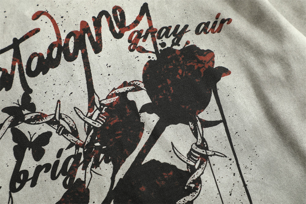 Fashion Personality Rose Dirty Loose Top Men