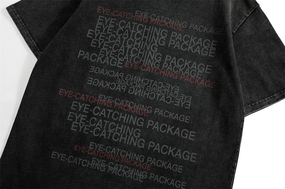 Distressed Letters Full Printed T-shirt Top For Men