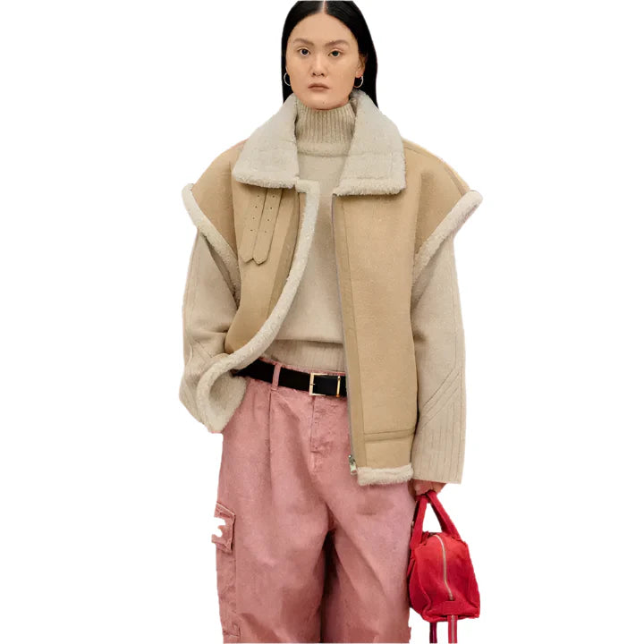 Camel Shearling Leather Vest