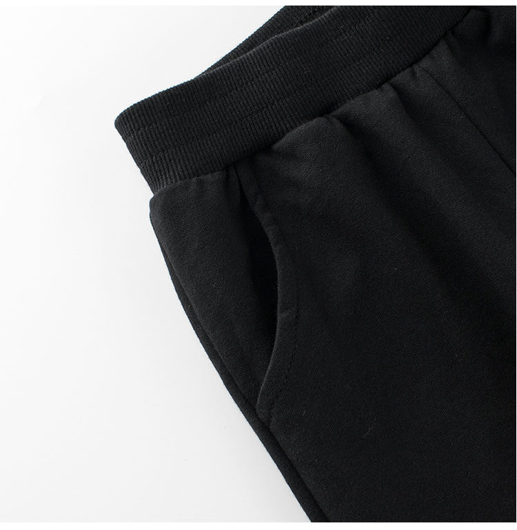 Baby Boys Kids Solid Black White Striped Sports Trousers With Pockets