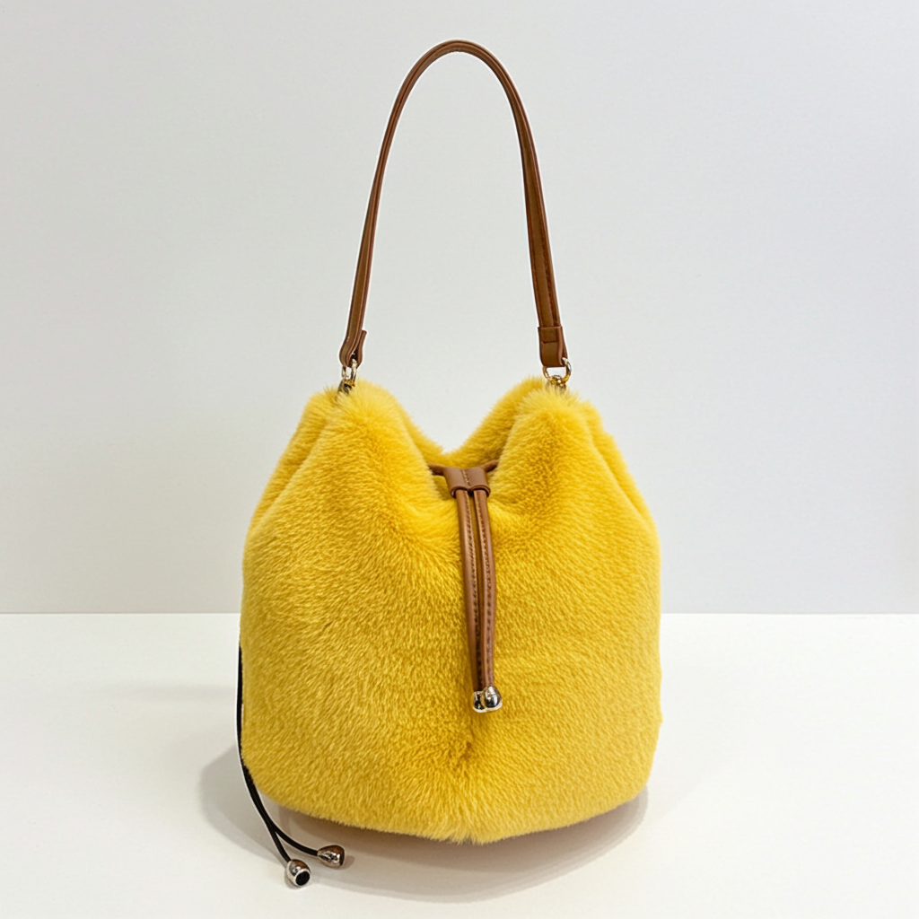 Design Messenger Bag Portable Plush Bucket Bag