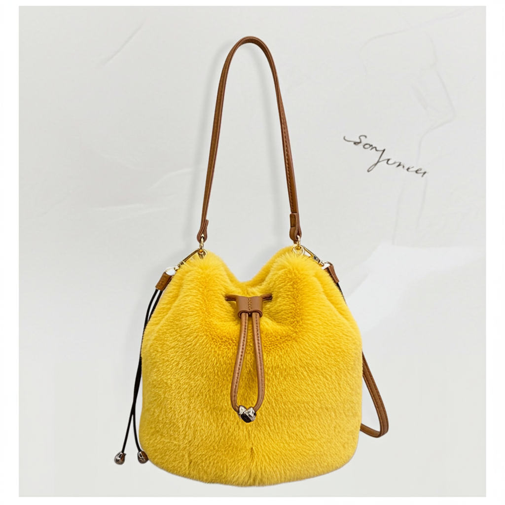 Design Messenger Bag Portable Plush Bucket Bag